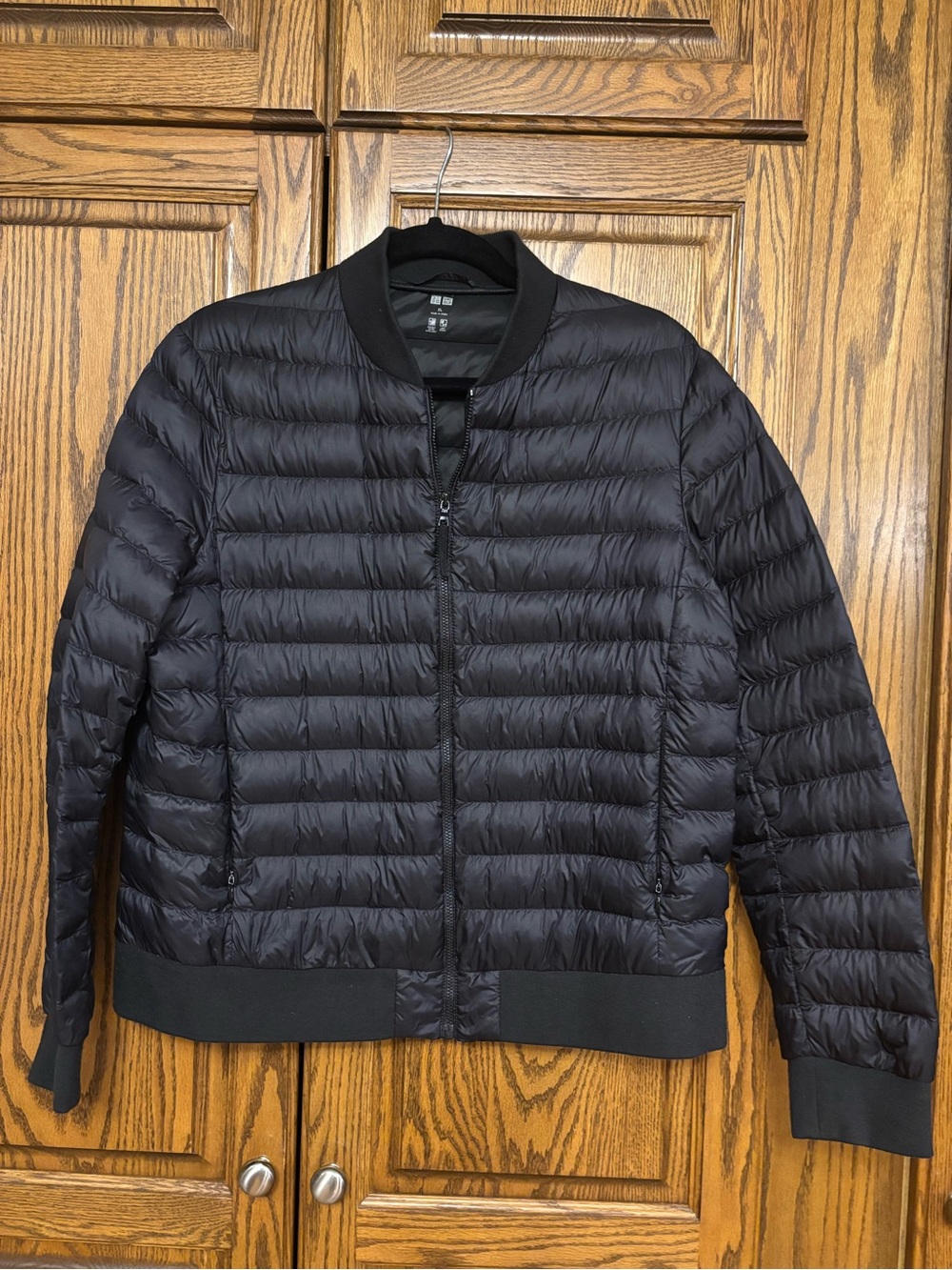 Uniqlo Black Quilted Puffer Bomber Jacket xlg fits like a large